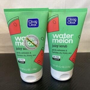 Lot Of 2 - Clean & Clear Watermelon Oil Free Juicy Scrub 4.2 oz DISCONTINUED